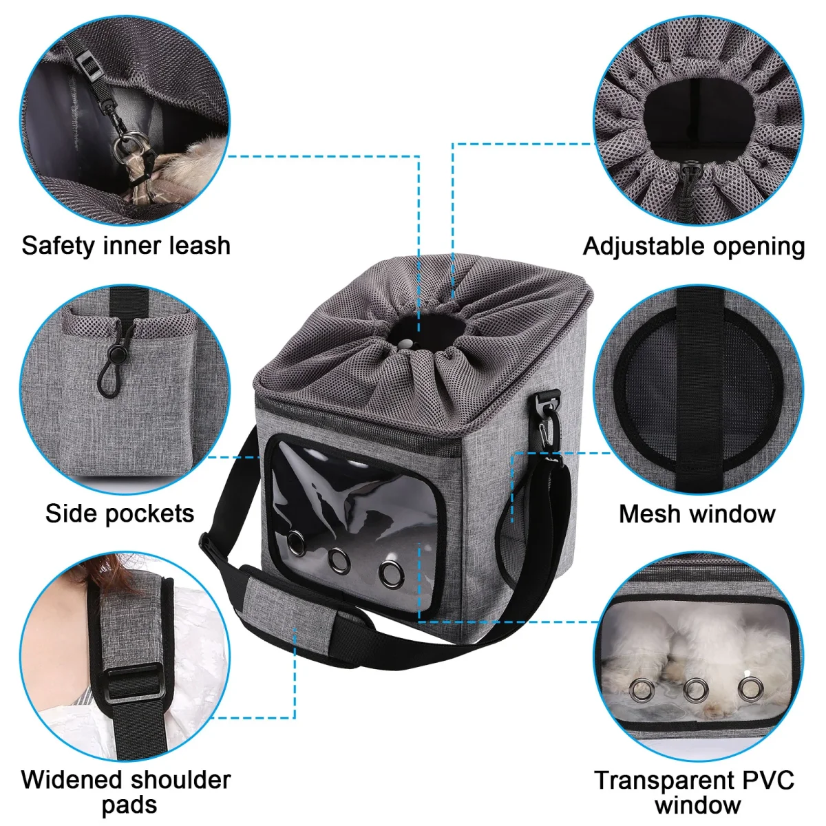 Ownpets Dog Bike Basket Bag Pet Carrier, Adjustable Shoulder Strap Portable Breathable Bicycle Handlebar Basket for Dogs & Cats - Bild 6
