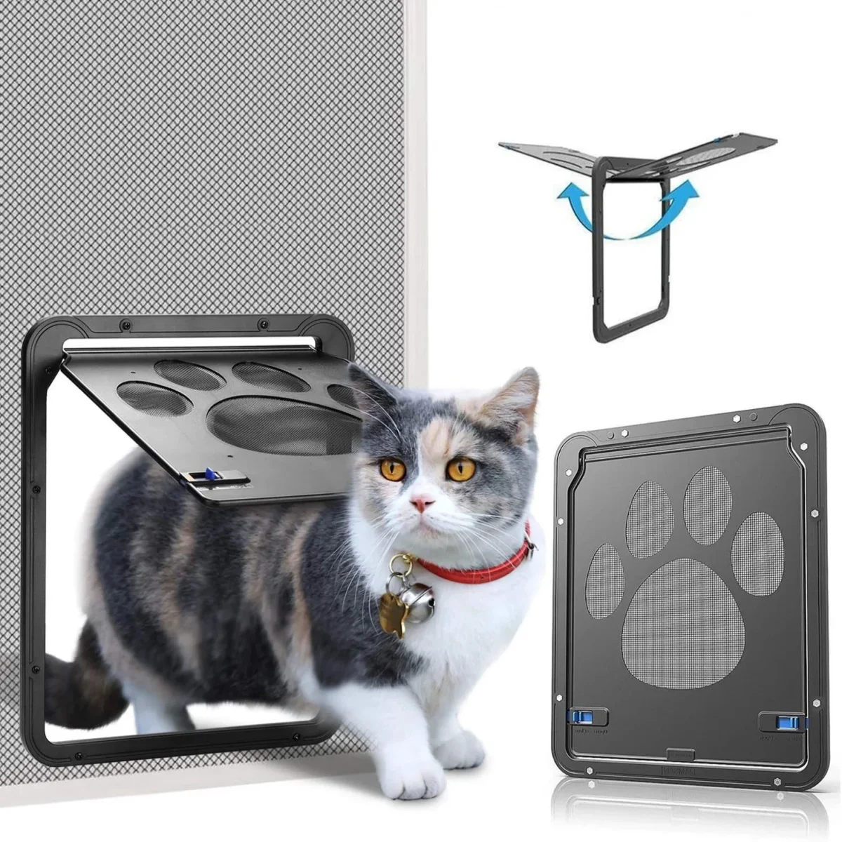 075 Ownpets Lockable Pet Door for Screen door ( Small ) with Magnetic Flap & Lock, 8x10x0.4 - Bild 2