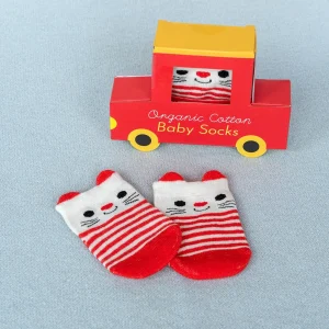 Red Cat Pair of Baby Socks