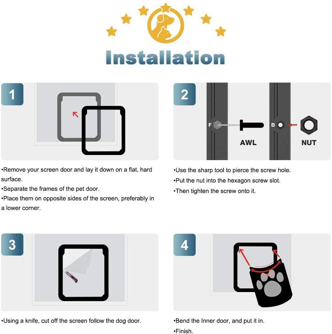 075 Ownpets Lockable Pet Door for Screen door ( Small ) with Magnetic Flap & Lock, 8x10x0.4 - Bild 6