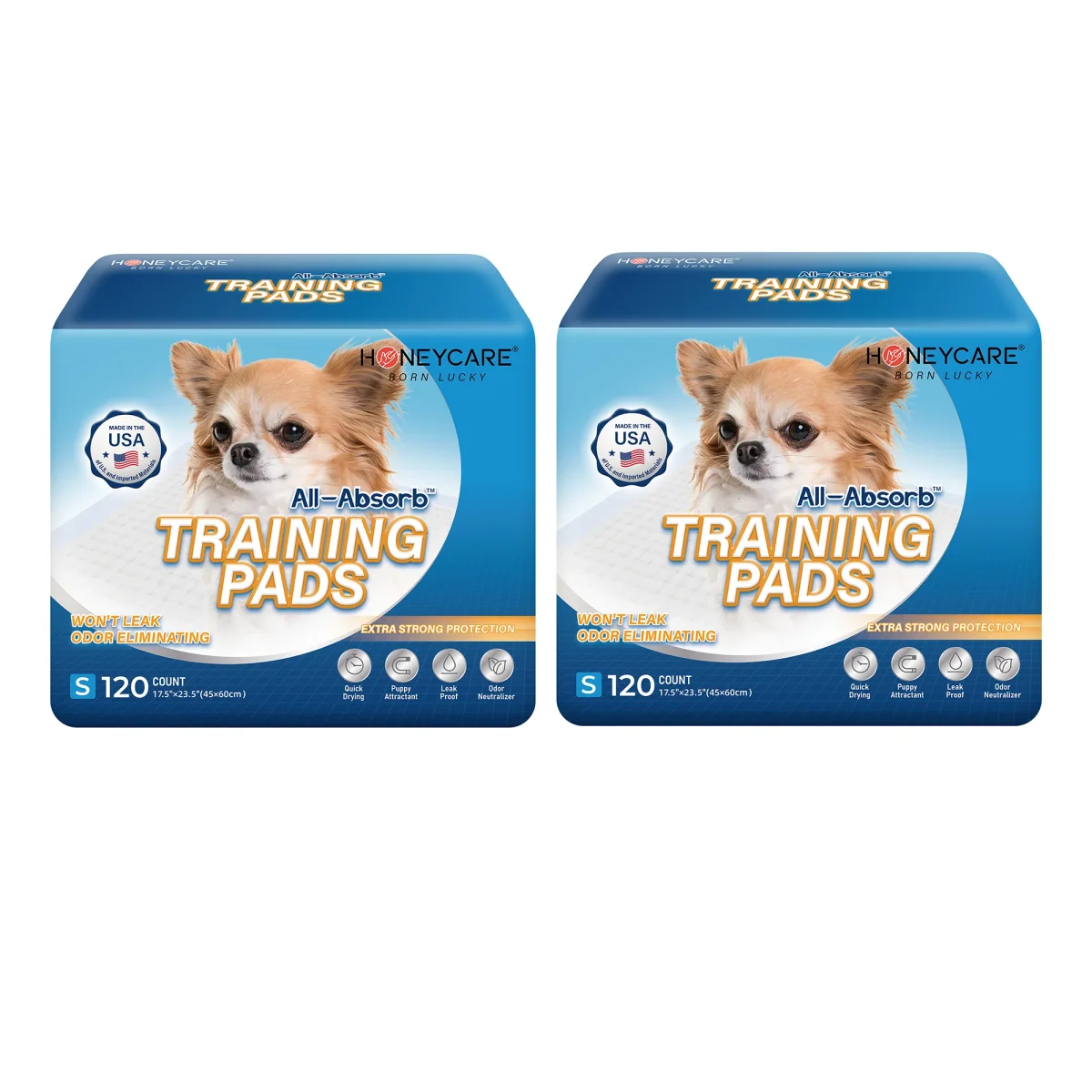 HoneyCare New Born All-Absorb, Small Dog and Puppy Training Pads, Ultra Absorbent and Odor Eliminating, Leak-Proof 5-Layer Potty Training Pads with Quick-Dry Surface, Blue Extra Small 17.5 x 23.5 inch, 120ct (2 Packs) - Bild 2