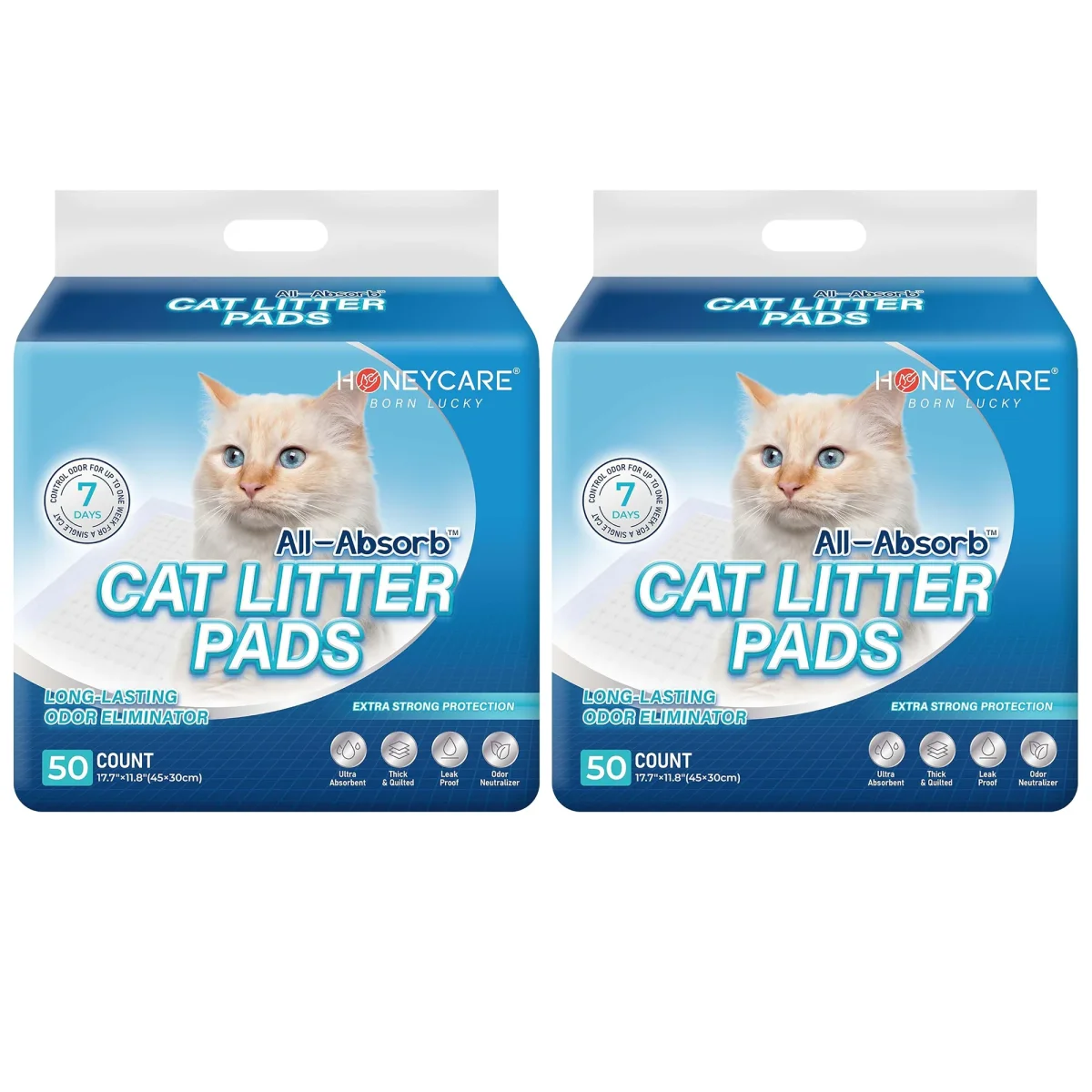 Honey Care All-Absorb Cat Litter Pad Refills for Litter Box, 17.7x11.8, 50 Count (2Packs)