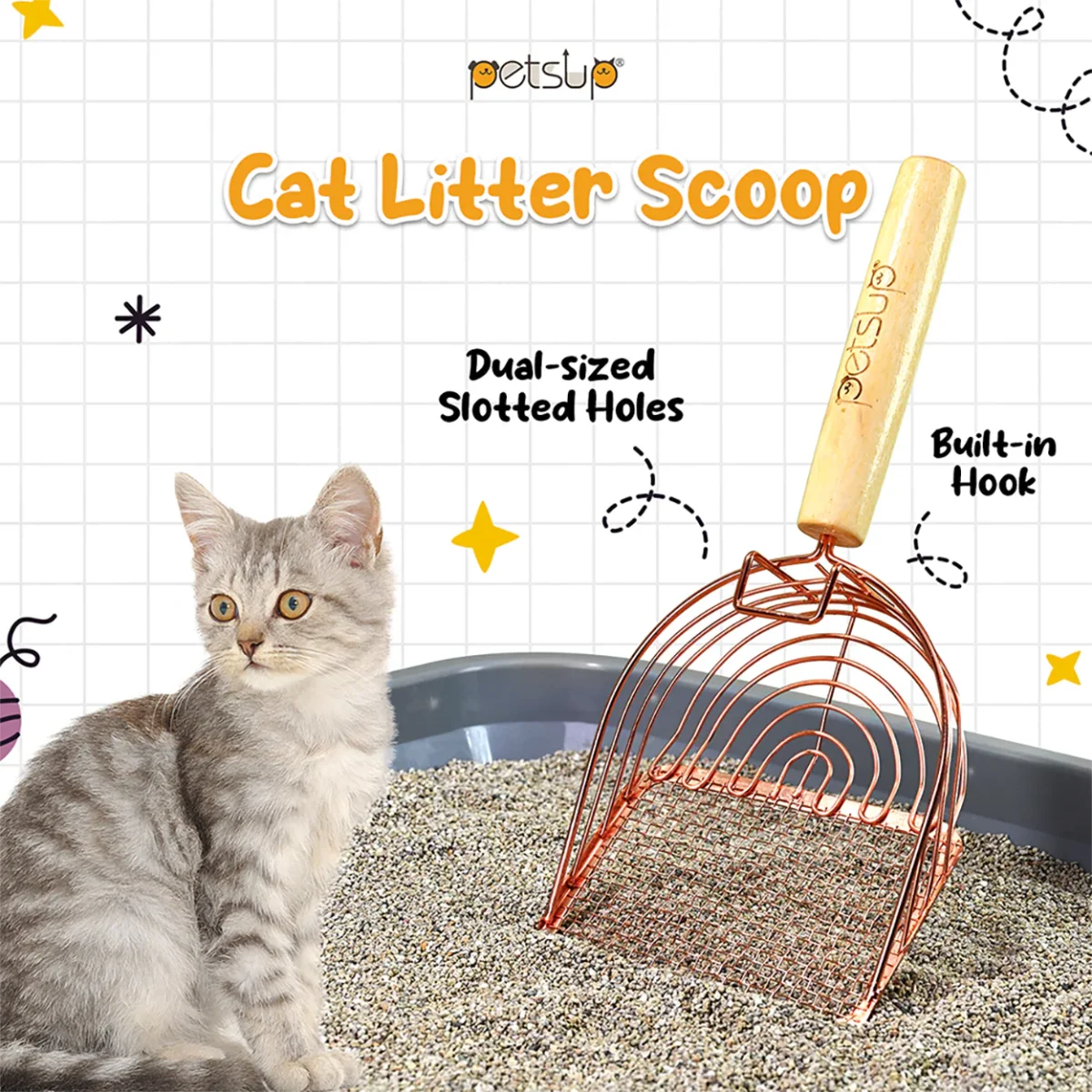 Petsup Cat Litter Scoop Litter Scoop Shovel Pet Cleaning Supplies With Comfortable Wooden Handle - Bild 2