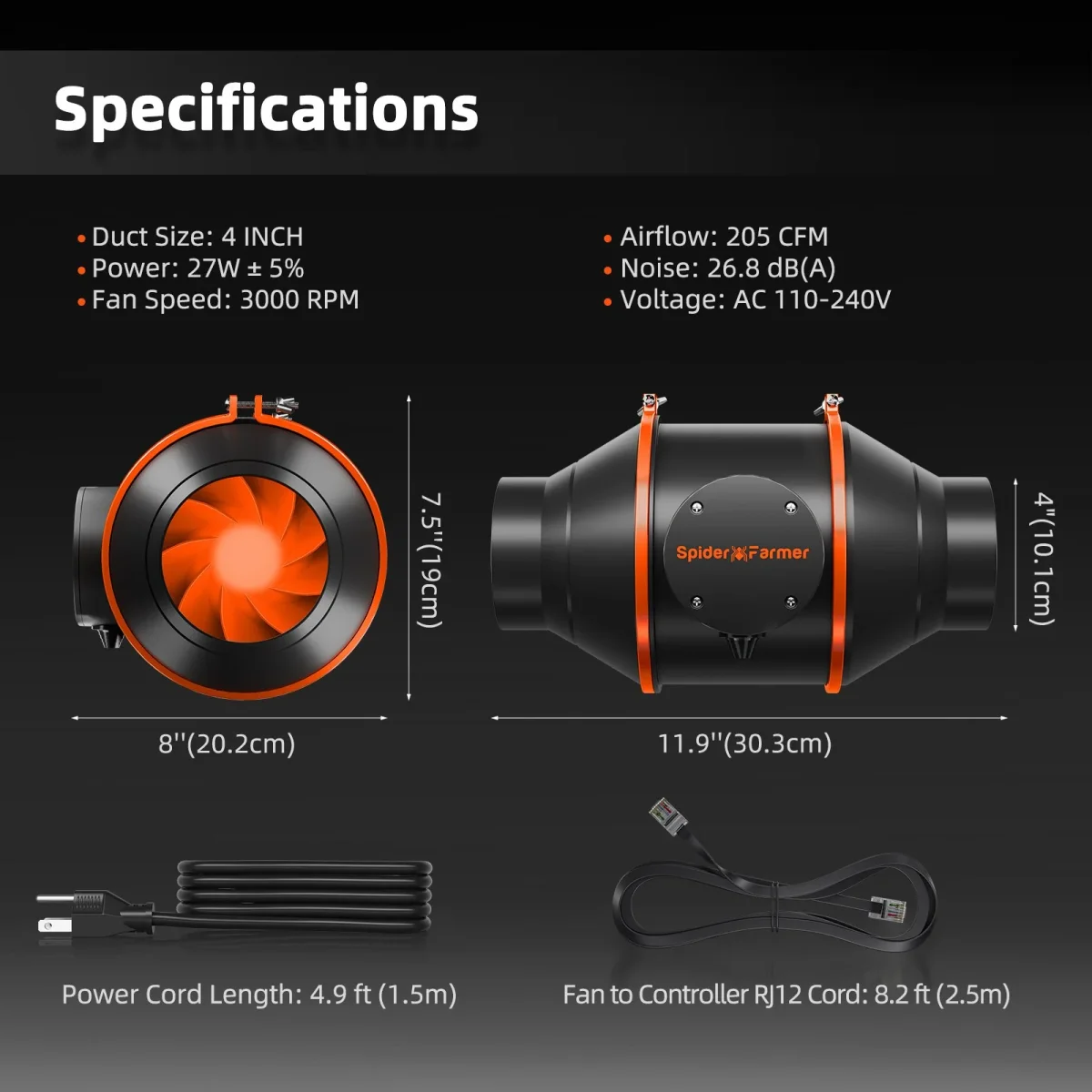 Spider Farmer Intelligent 4 Inch Inline Fan Kit - Bild 4