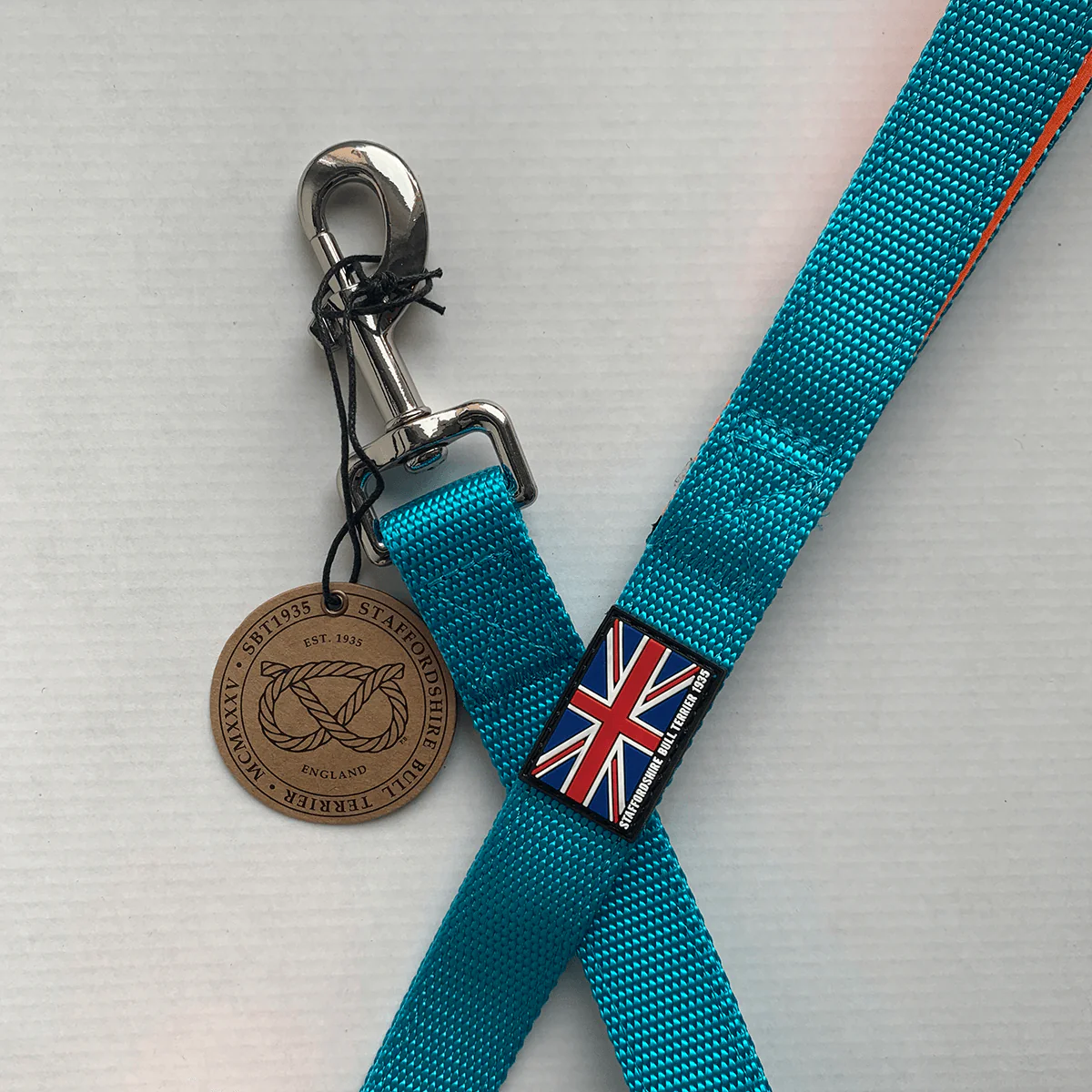Staffordshire Bull Terrier 1935® Nylon Leash - Alvin Edition - Aqua & Neon Orange - Normal - Bild 2