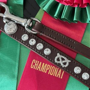 Staffordshire Bull Terrier 1935® Show Collar & Leash Set - Diamond - Brown & Silver