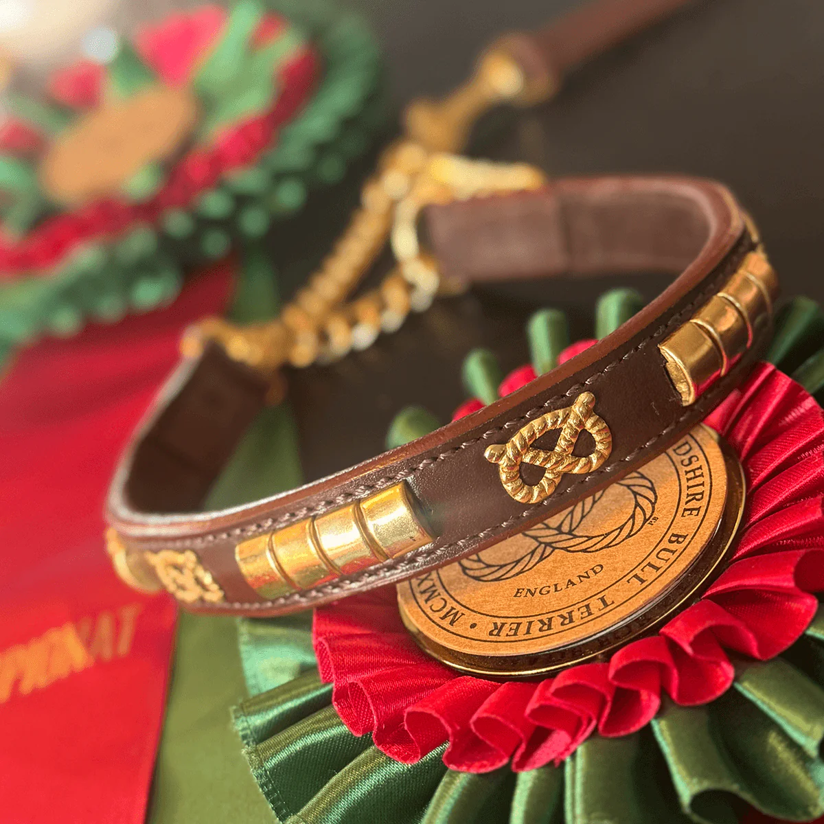 Staffordshire Bull Terrier 1935® Show Half Check Collar & Leash Set - Champion - Brown & Gold - Bild 2