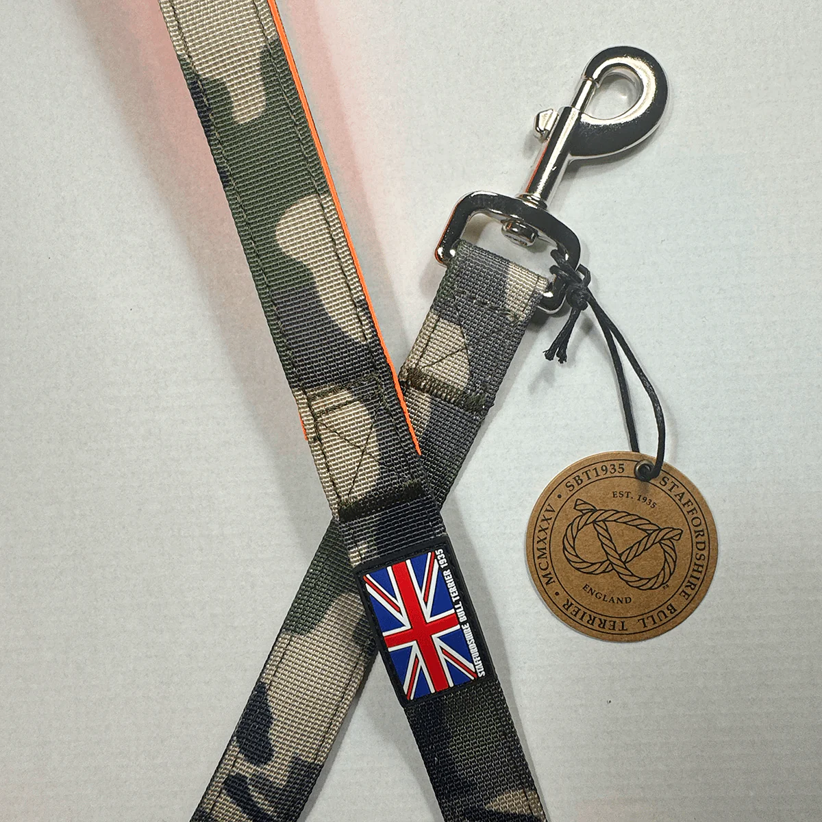 Staffordshire Bull Terrier 1935® Nylon Leash - Classic Camo & Neon Orange - Normal - Bild 2
