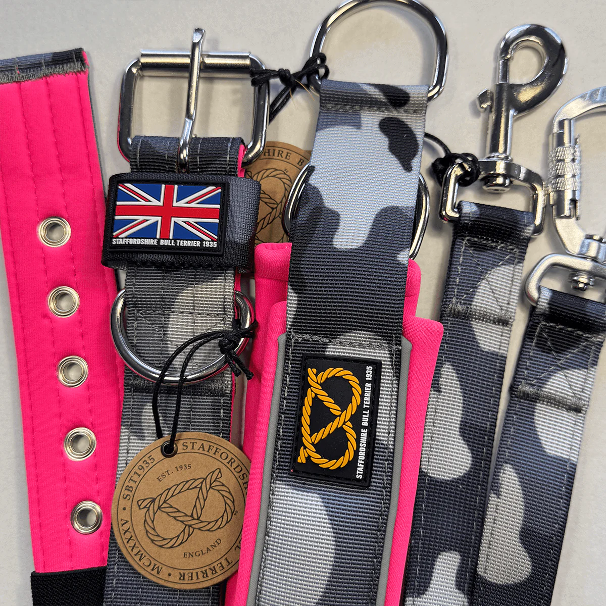 Staffordshire Bull Terrier 1935® Nylon Leash - Night Camo & Neon Pink - Normal - Bild 3